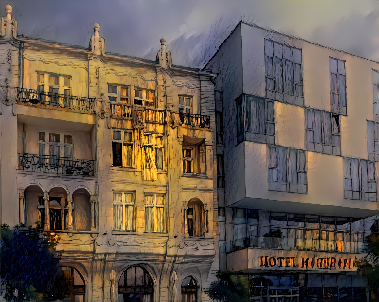 Brutally Added to the Old Art Nouveau House.