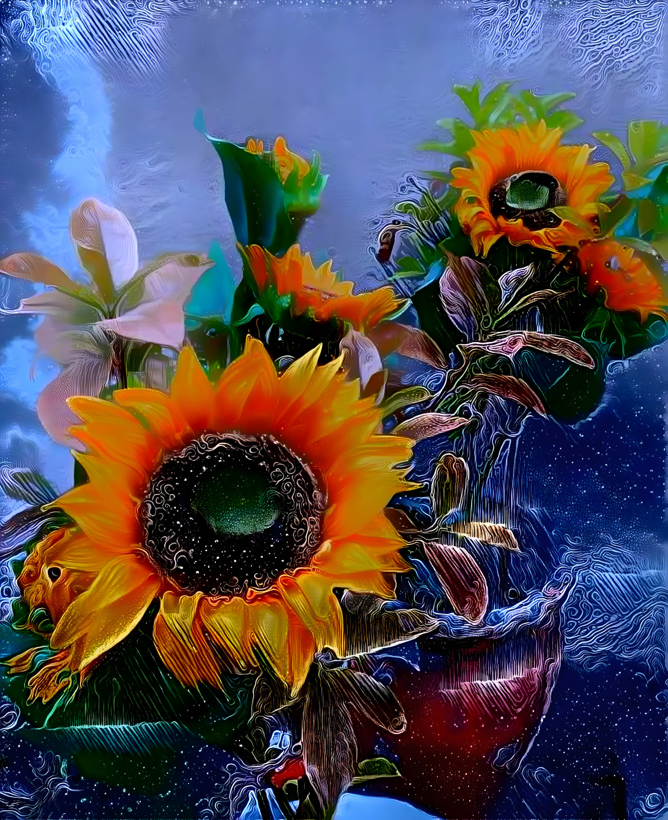 Sunflowers In A Pot
