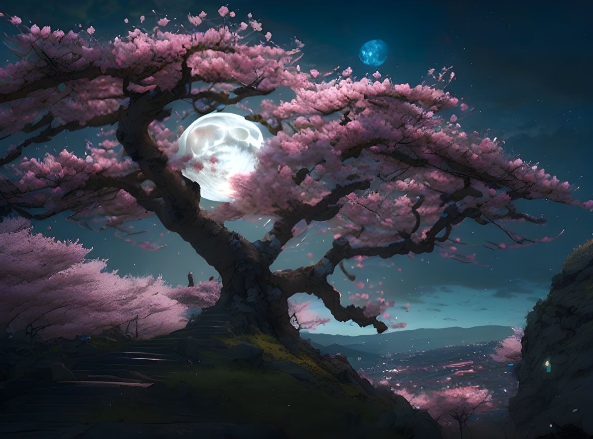 Two Moons-Cherry Blossom Tree