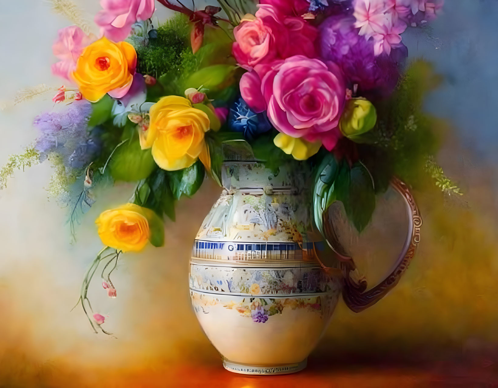 Ceramic Vase With Flower Bouquet