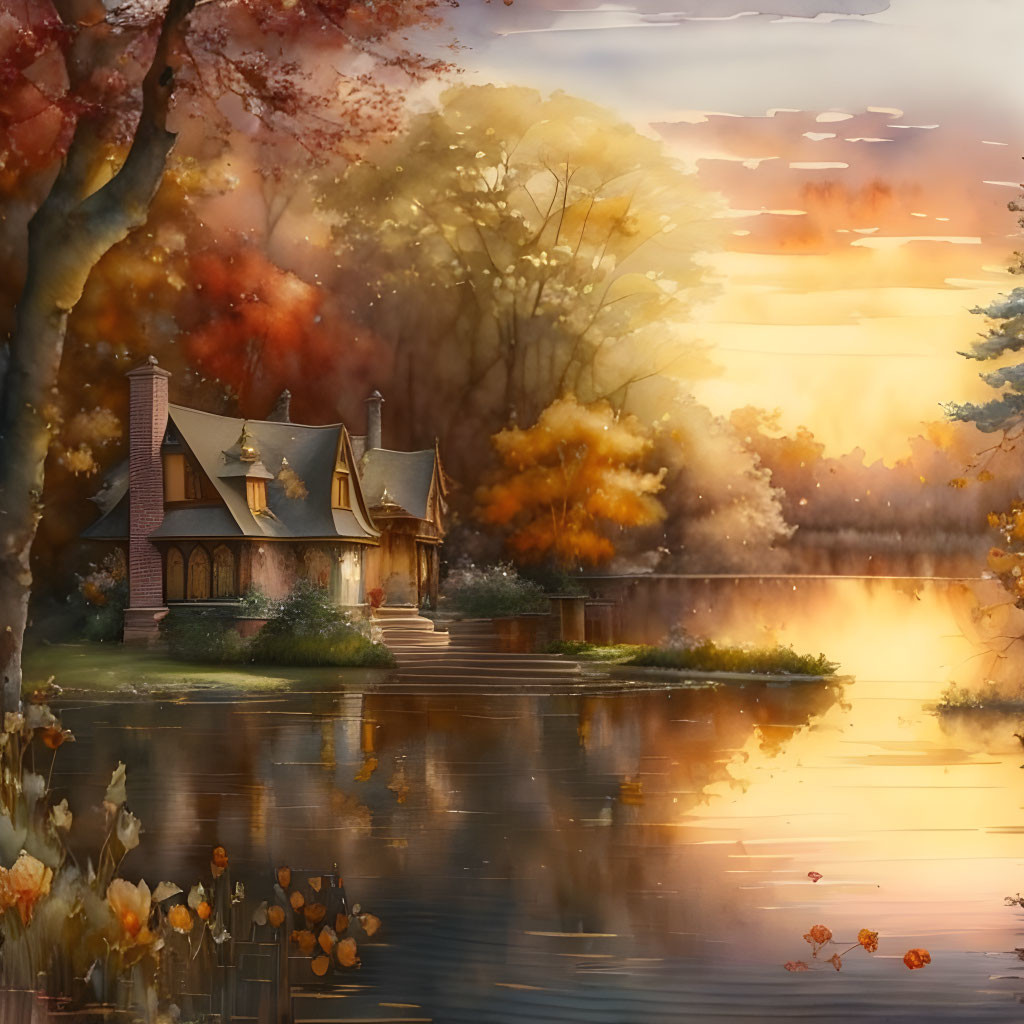 House Within Autumn Trees