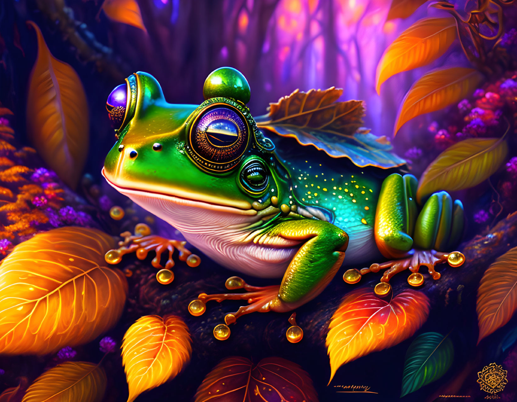 Frog In The Leaves
