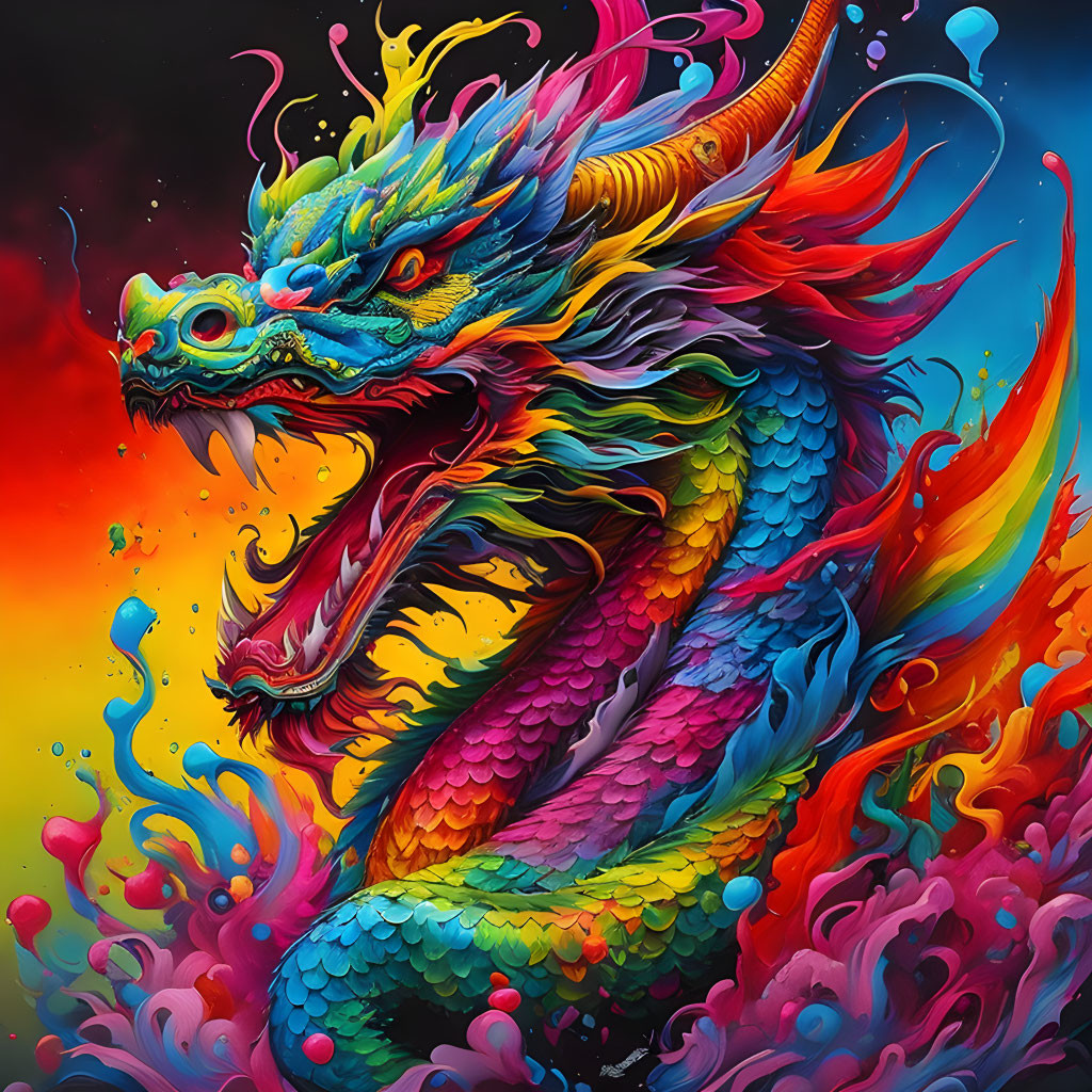 Rainbow Chinese Dragon
