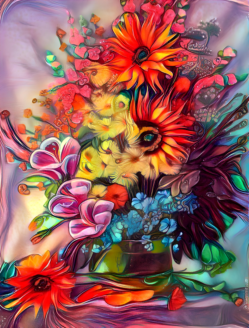 Vase Of Mixed Flowers