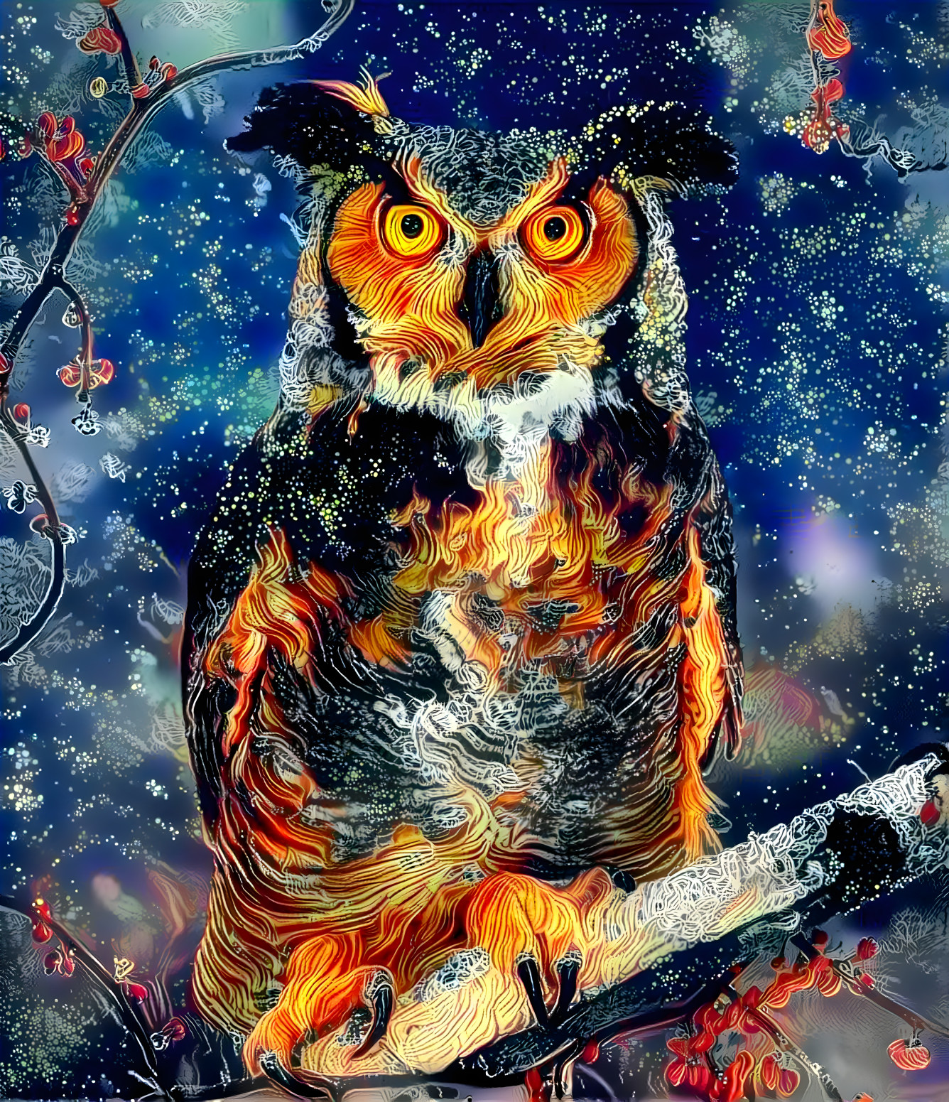 Perched Owl In The Snow
