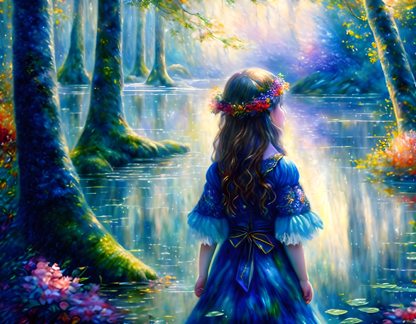 A Girl Standing In A Mysterious Forest