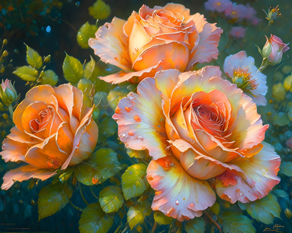 Peach-Colored Roses with Delicate Petals and Soft Greenery