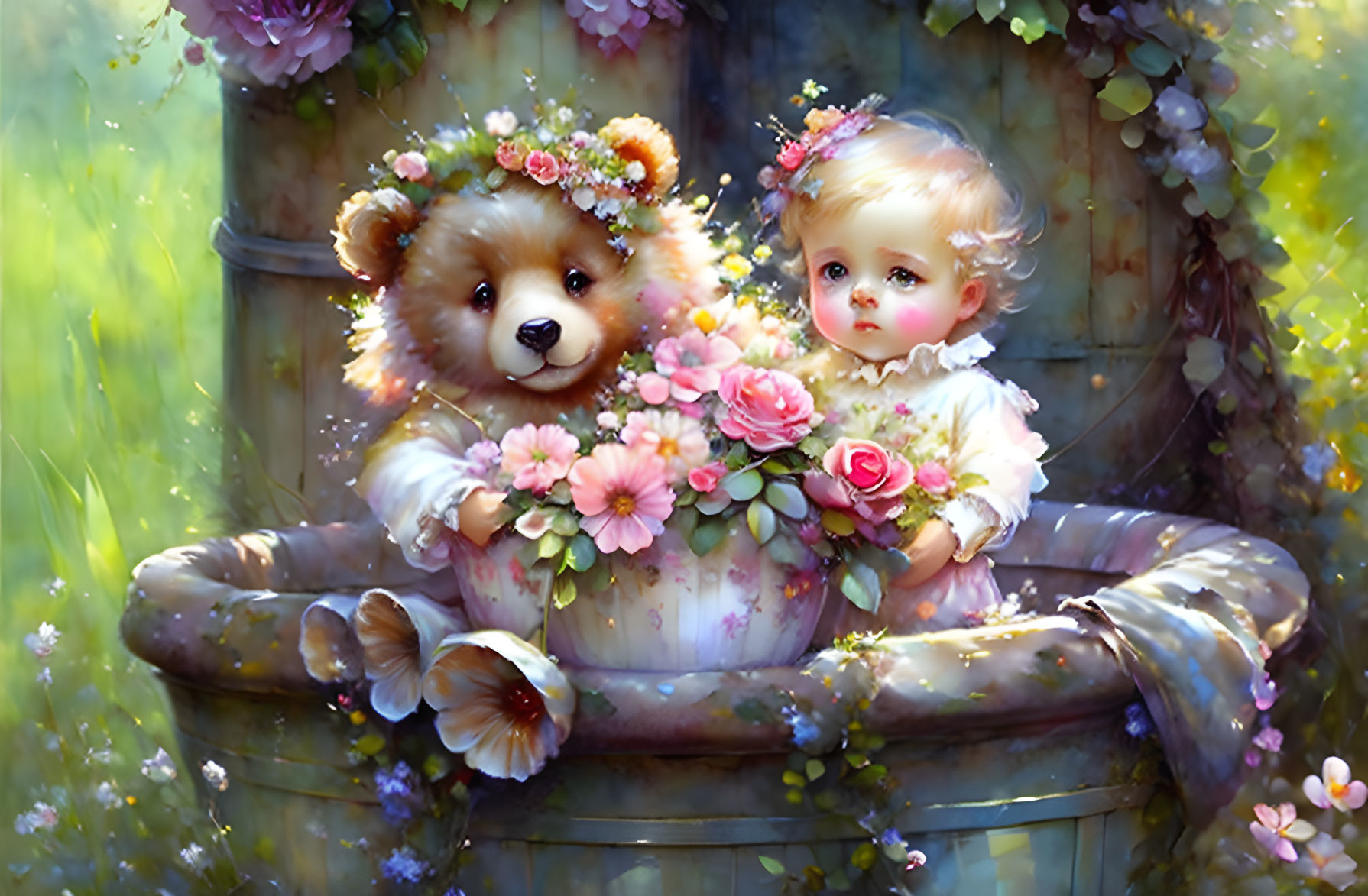 Little Girl With Her Teddy Bear