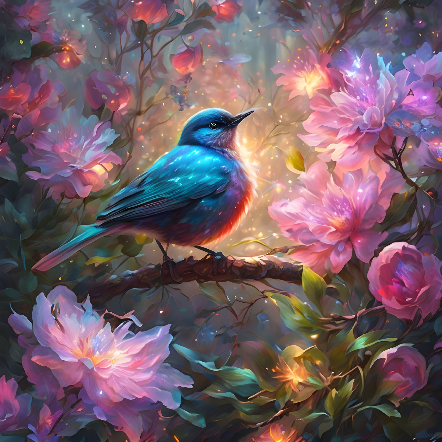Bird and Magical Flowers