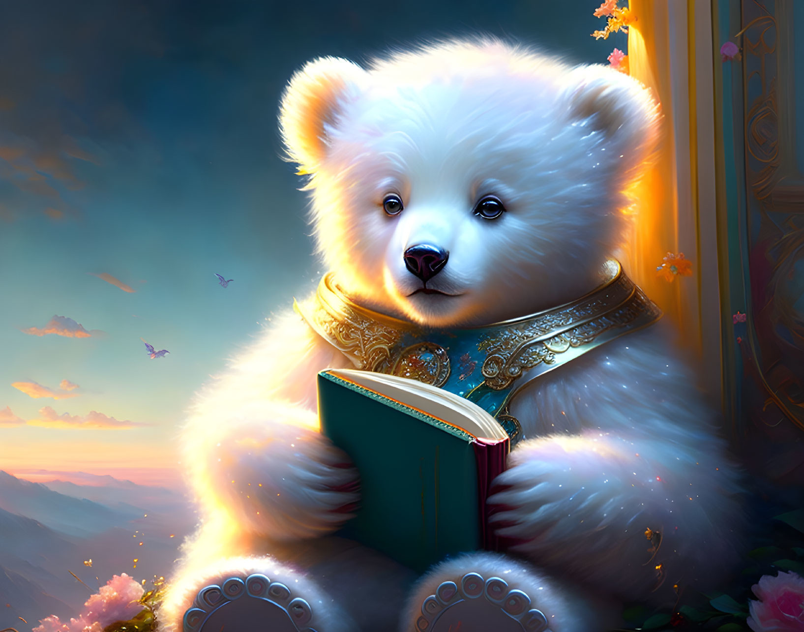 A Cub Reading A Book