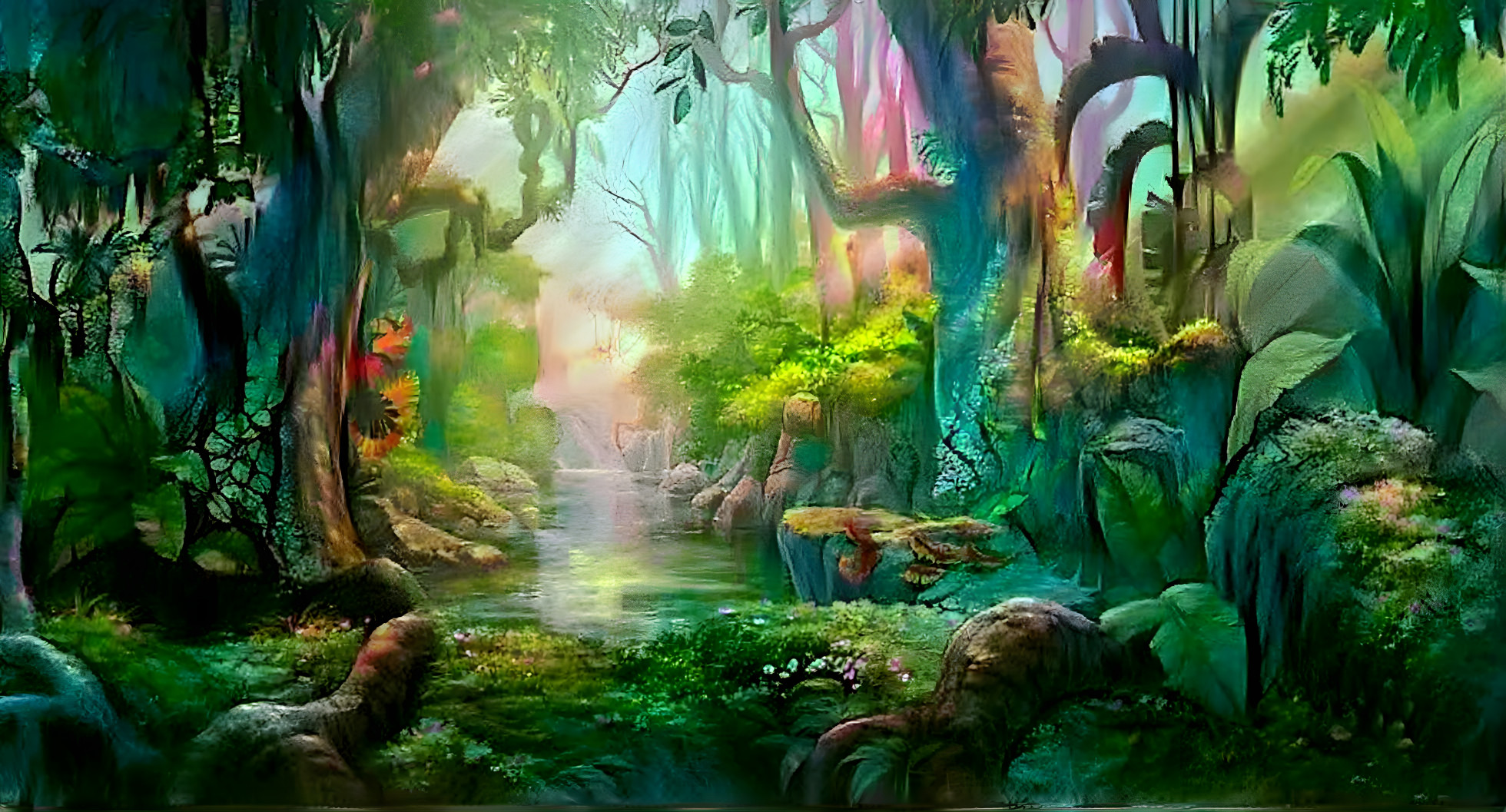 Sunset  In Fantasy Forest