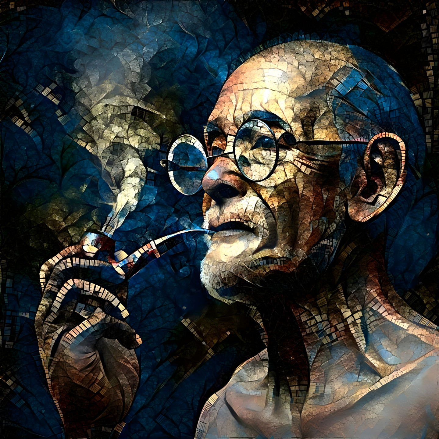 Old Man Smoking A Pipe