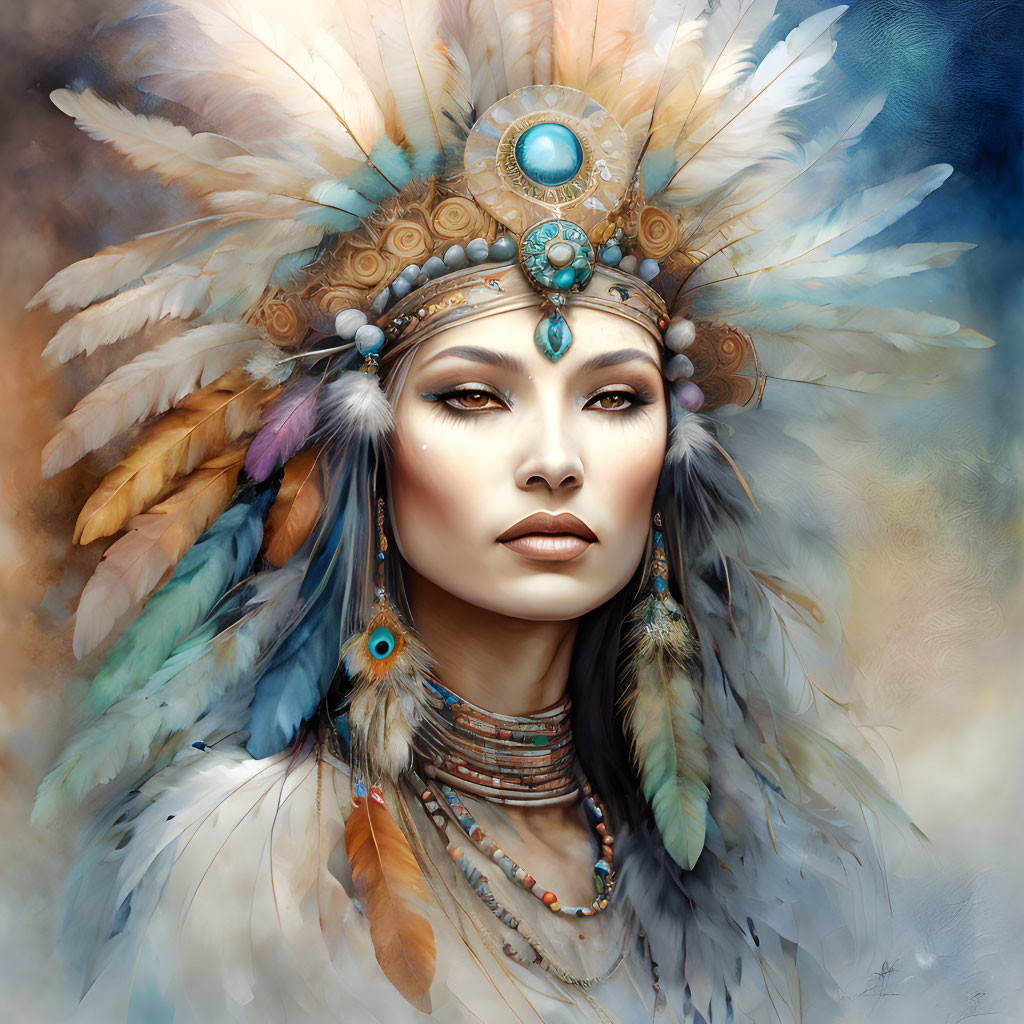 Feather and Bead Headdress 
