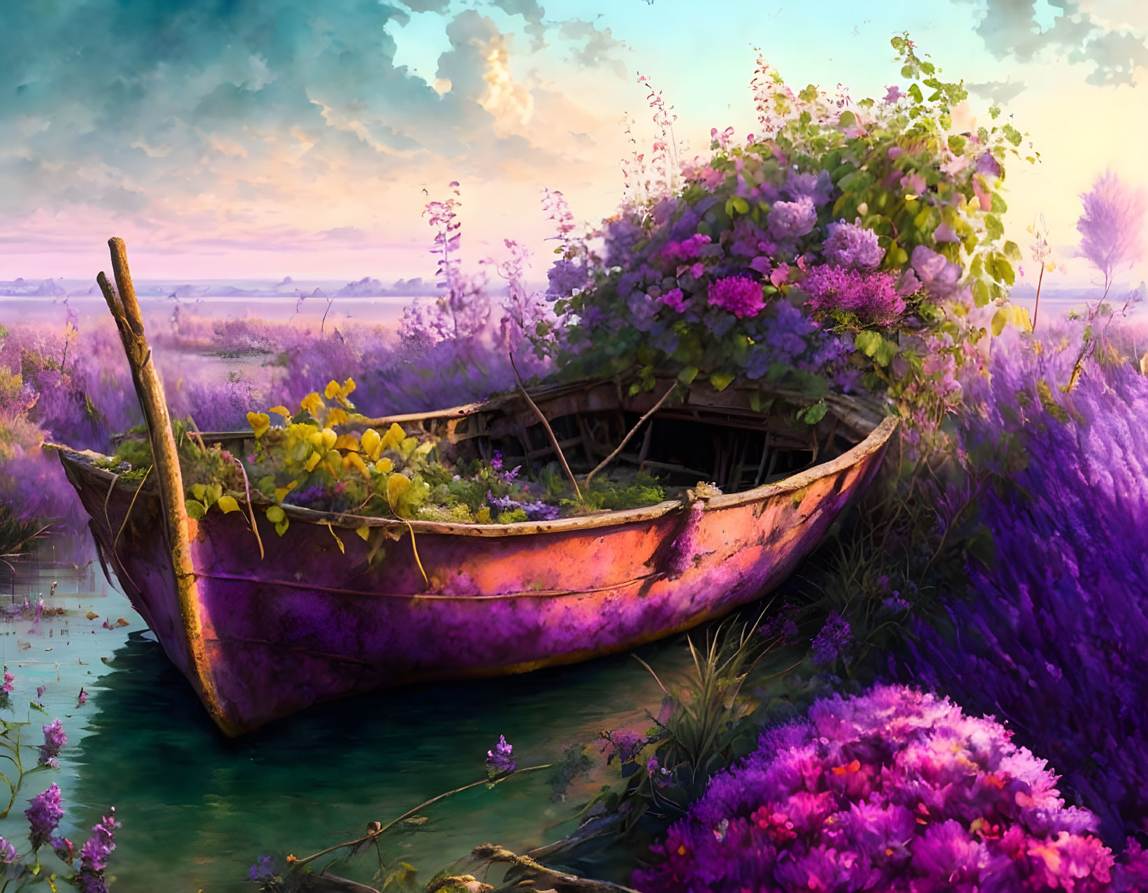 Boat Overgrown With Plants