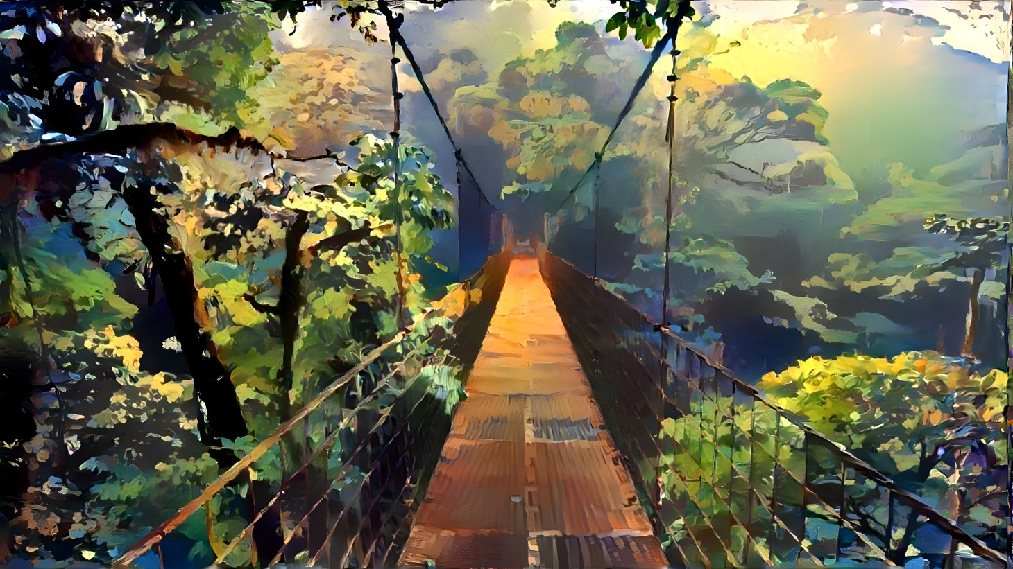 Walking Bridge In The Forest