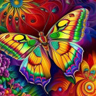 Colorful Butterfly Illustration with Detailed Multicolored Wings