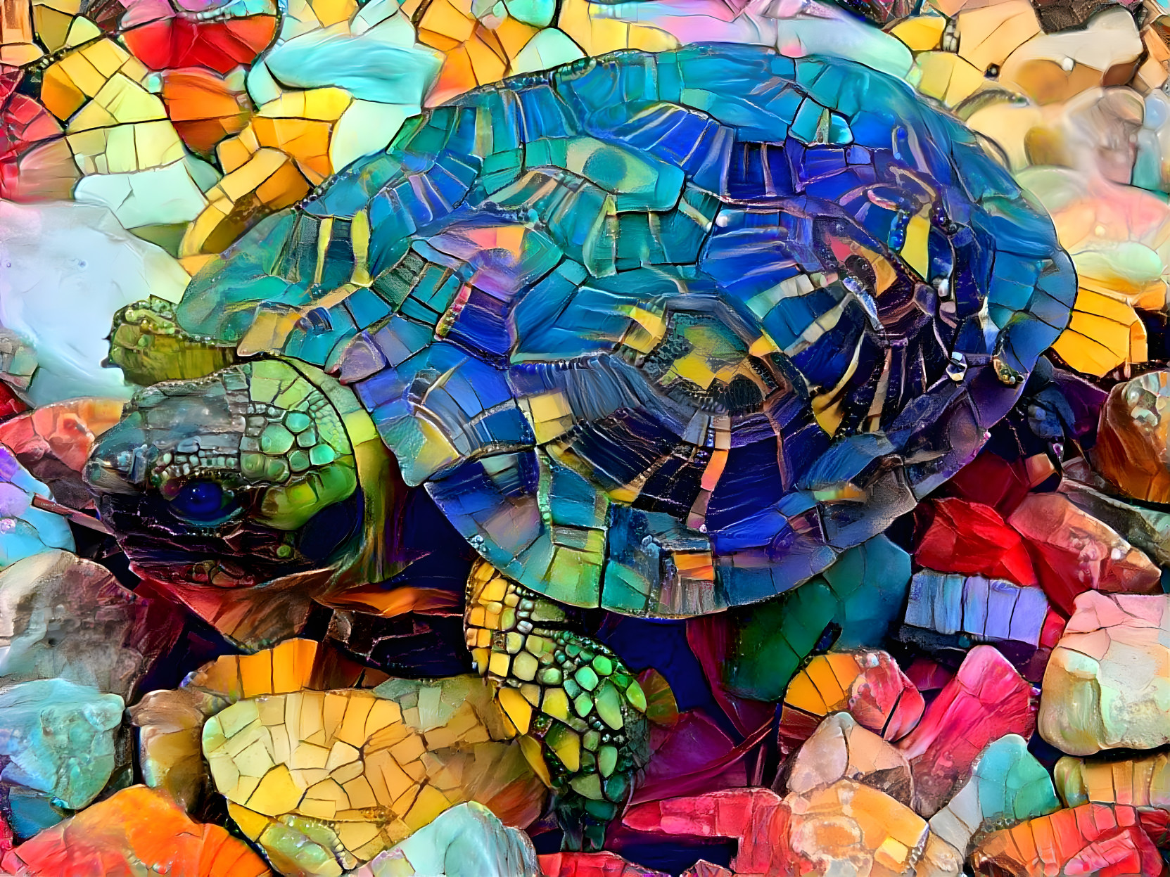 Turtle On The Rocks