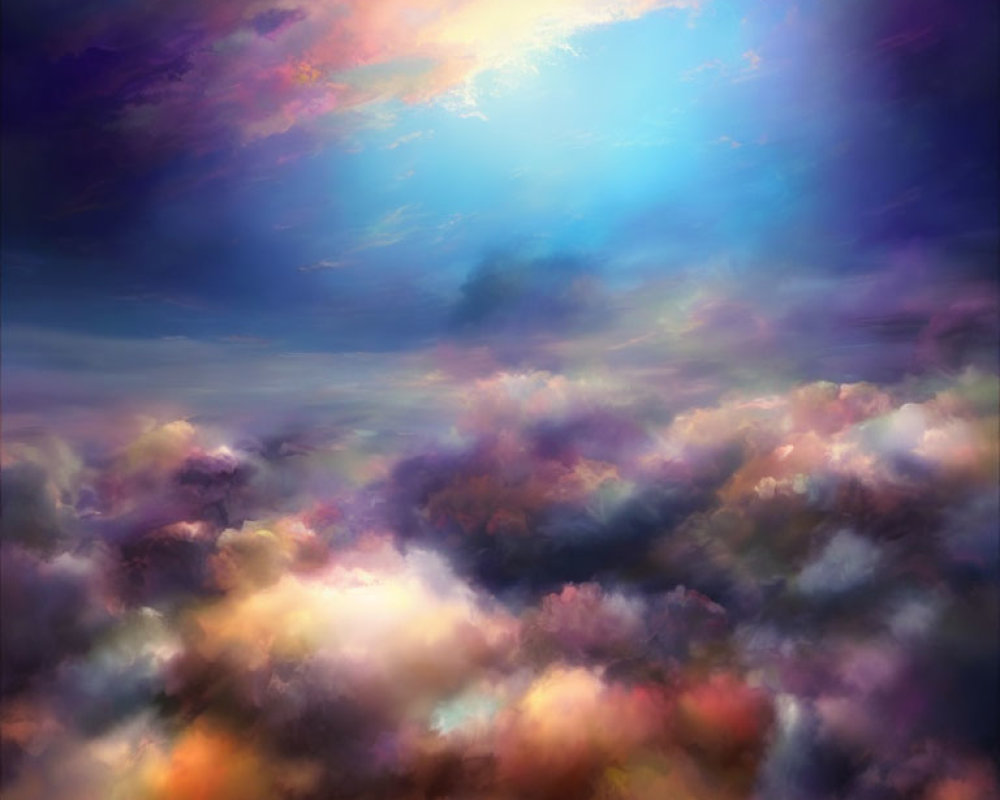 Vibrant sky painting with pink, purple, and orange clouds