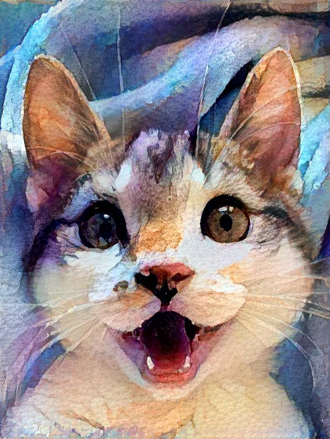 Happy Cat ( watercolor style )