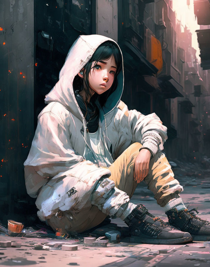 Girl with hoodie.