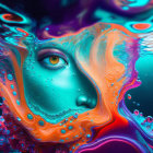Colorful Surreal Artwork: Human Eye Amidst Swirling Shapes