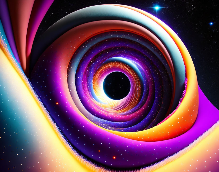 Colorful Swirling Vortex in Starry Space Backdrop