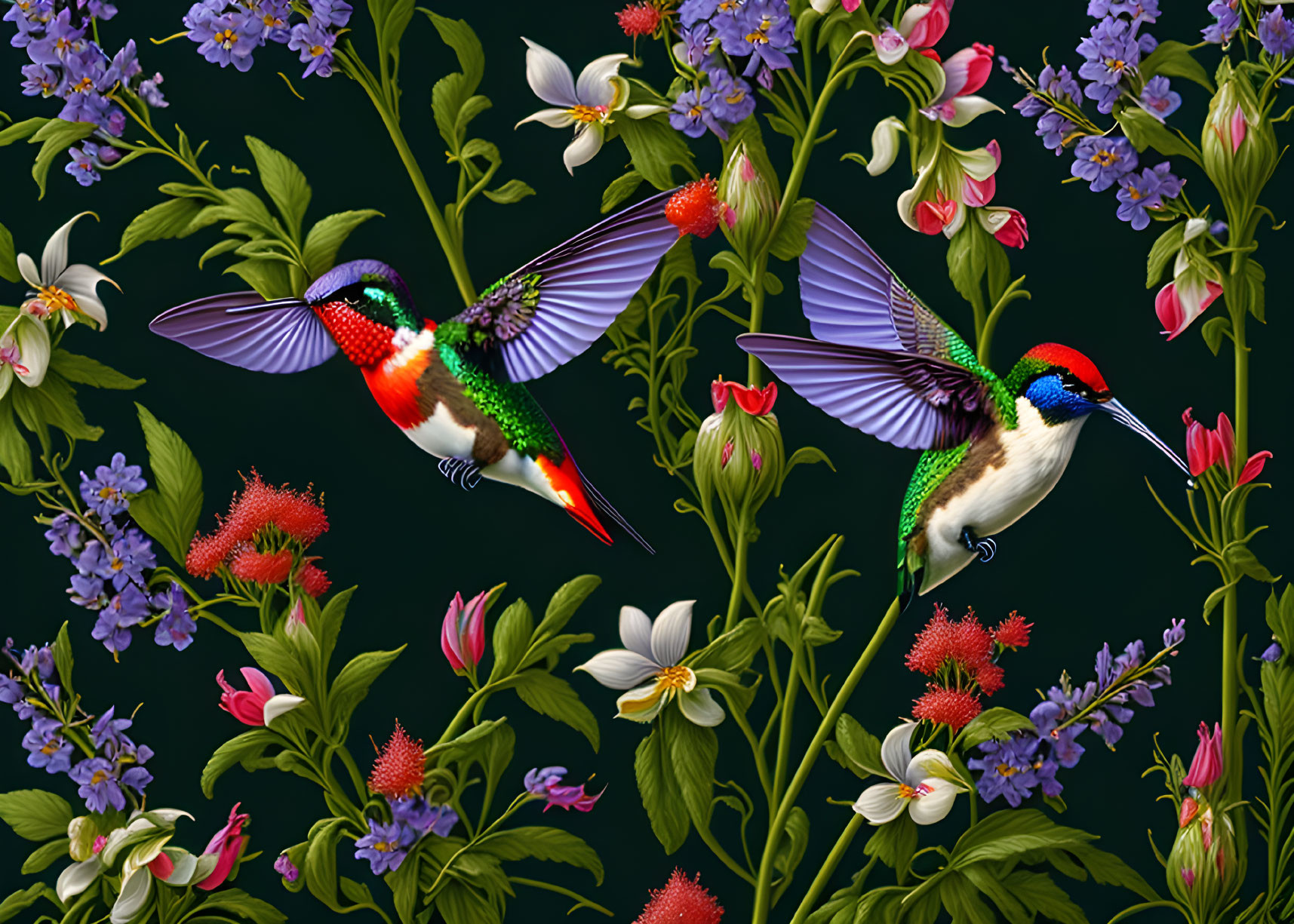 Birds and flowers 