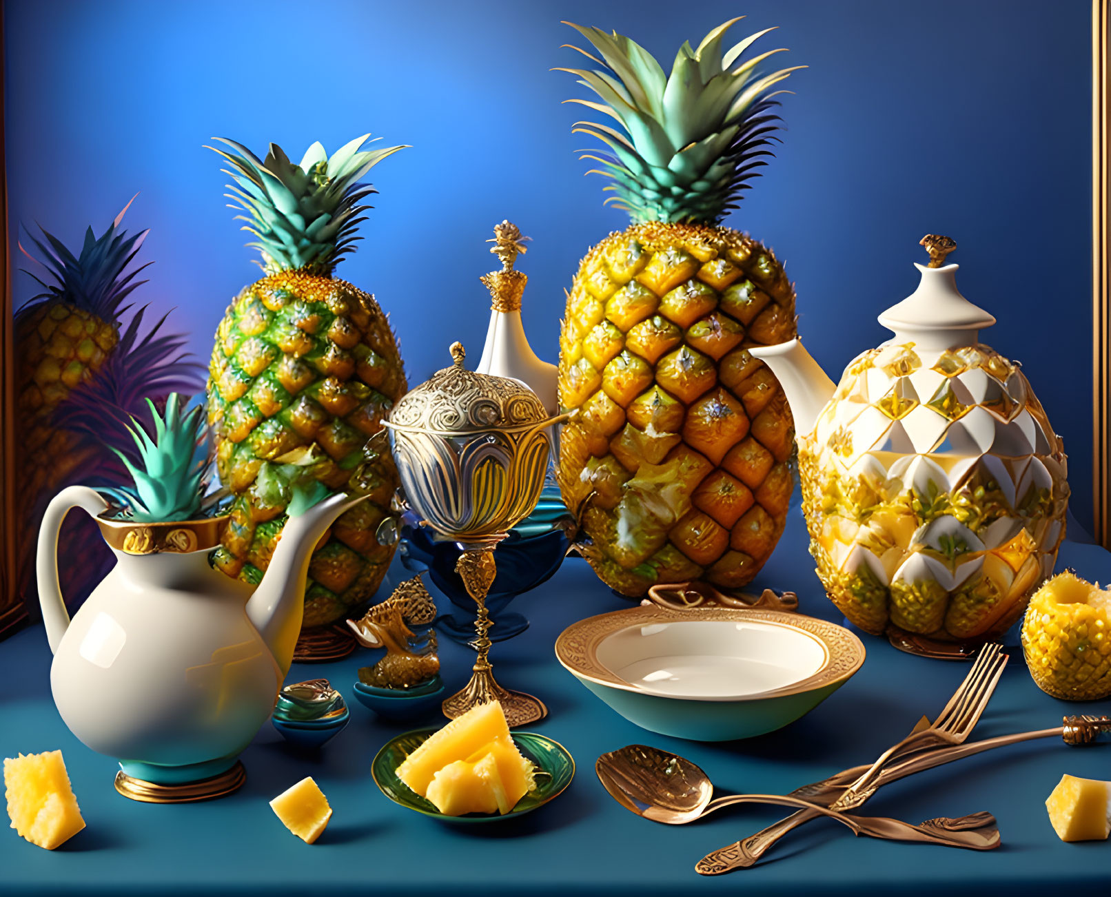 Still life with pineapples 
