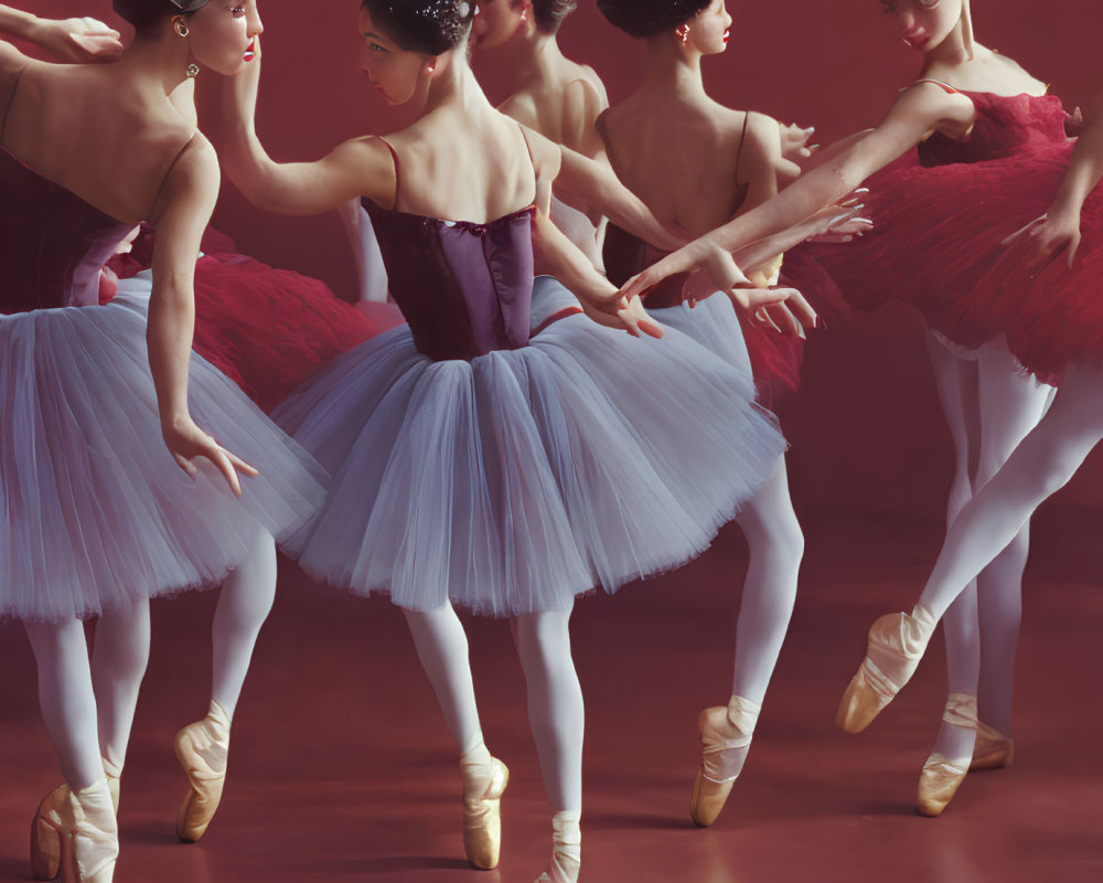 Elegant ballerinas in tutus showcasing graceful postures and attire