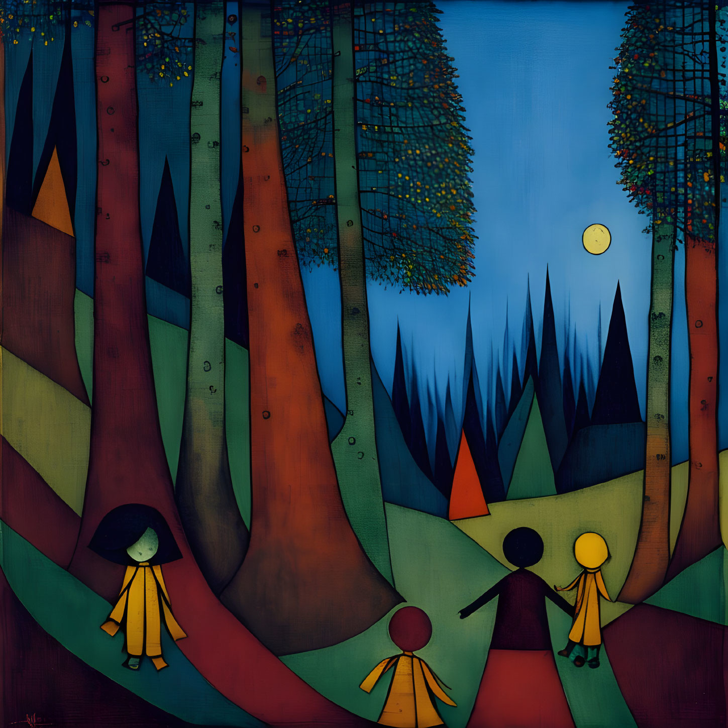 Children playing in the forest 