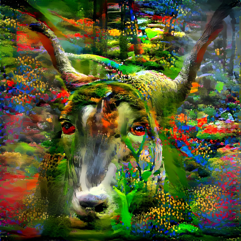 A magical goat in the mysterious forest