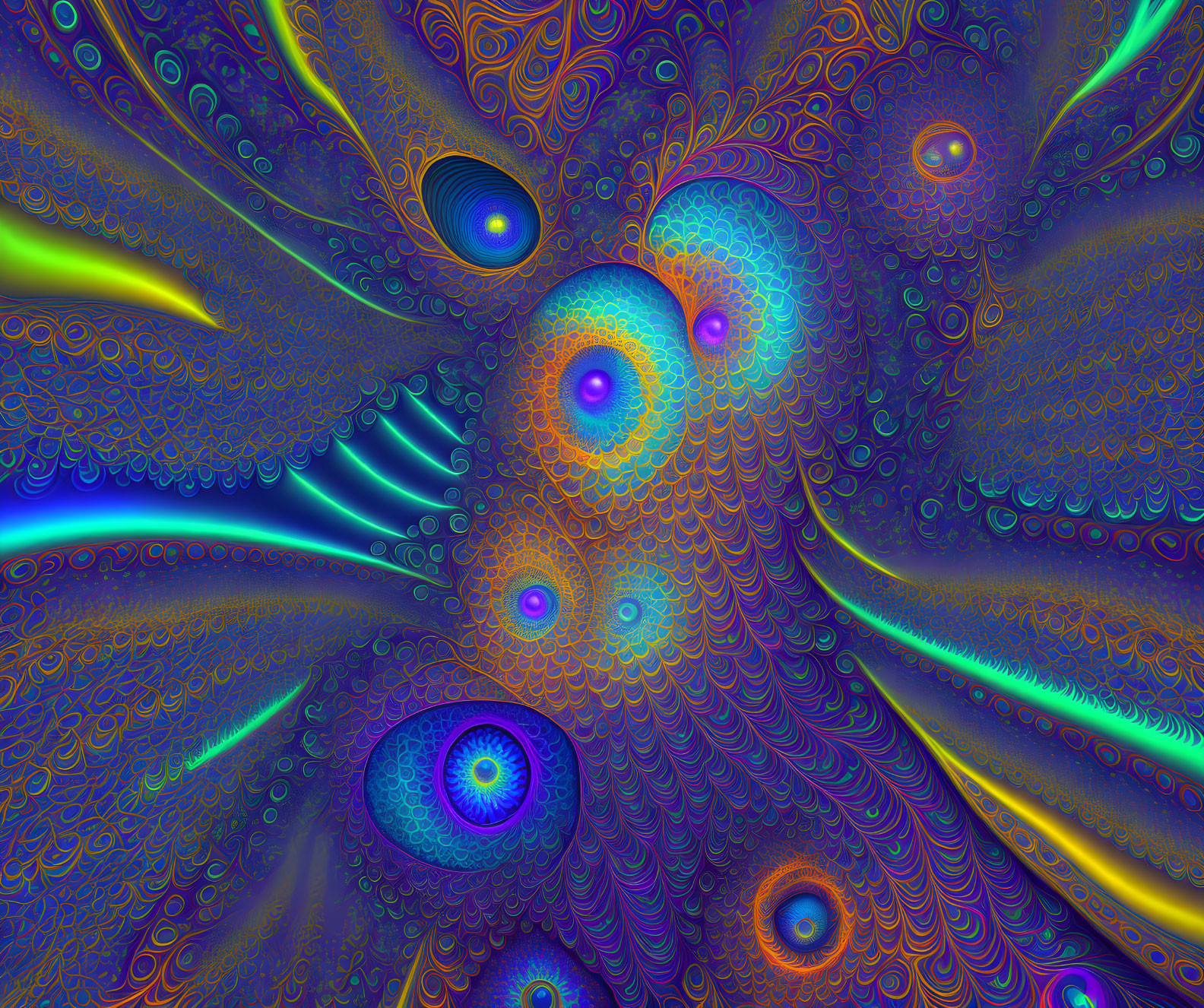 Colorful High-Resolution Fractal Image of Swirling Feather-Like Patterns