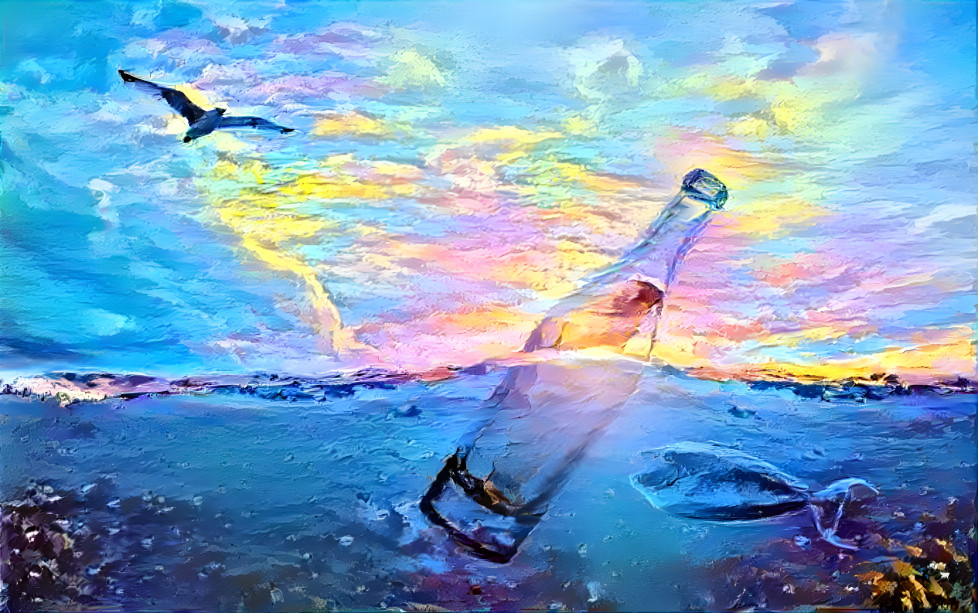 bottle in the water