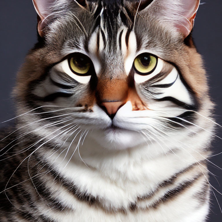 Surreal Cat with Human-Like Features and Striped Fur