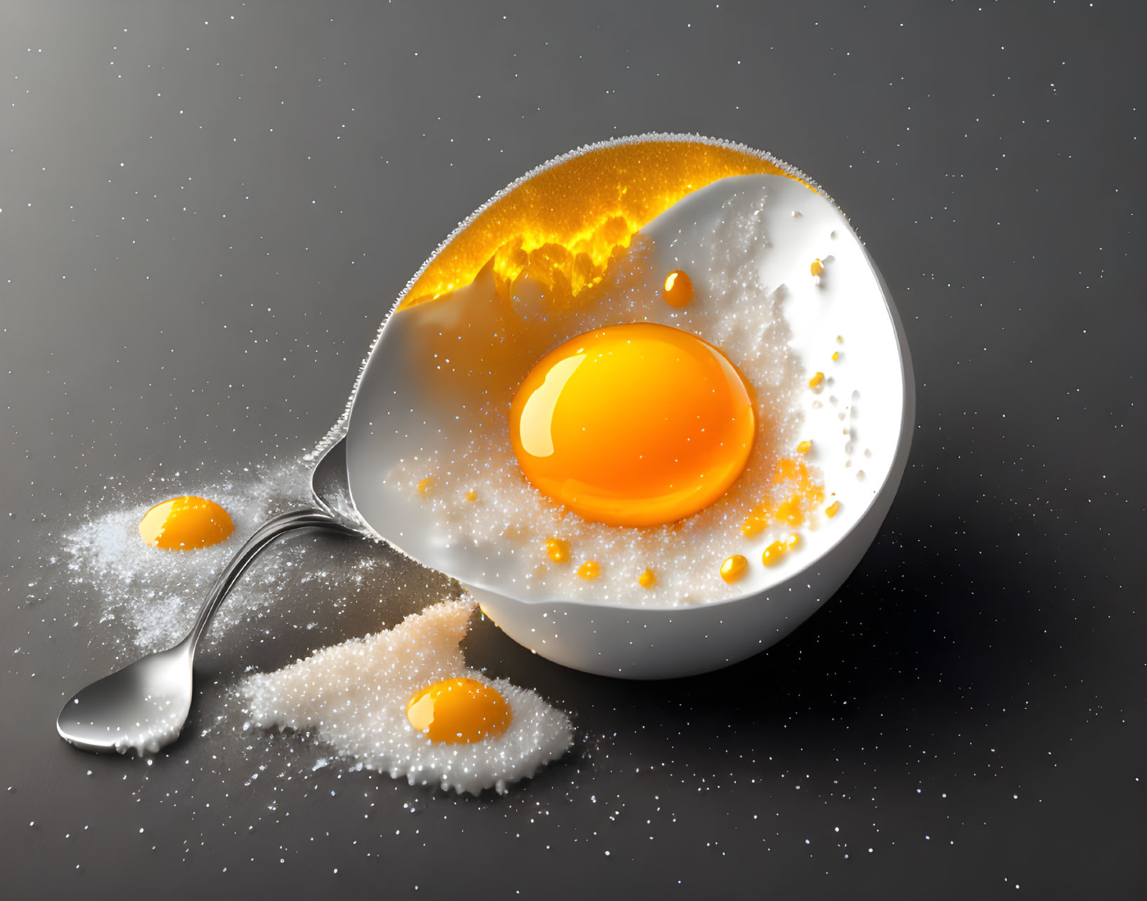 Digital Image: Spoon and Half Egg with Starry Night Sky Theme