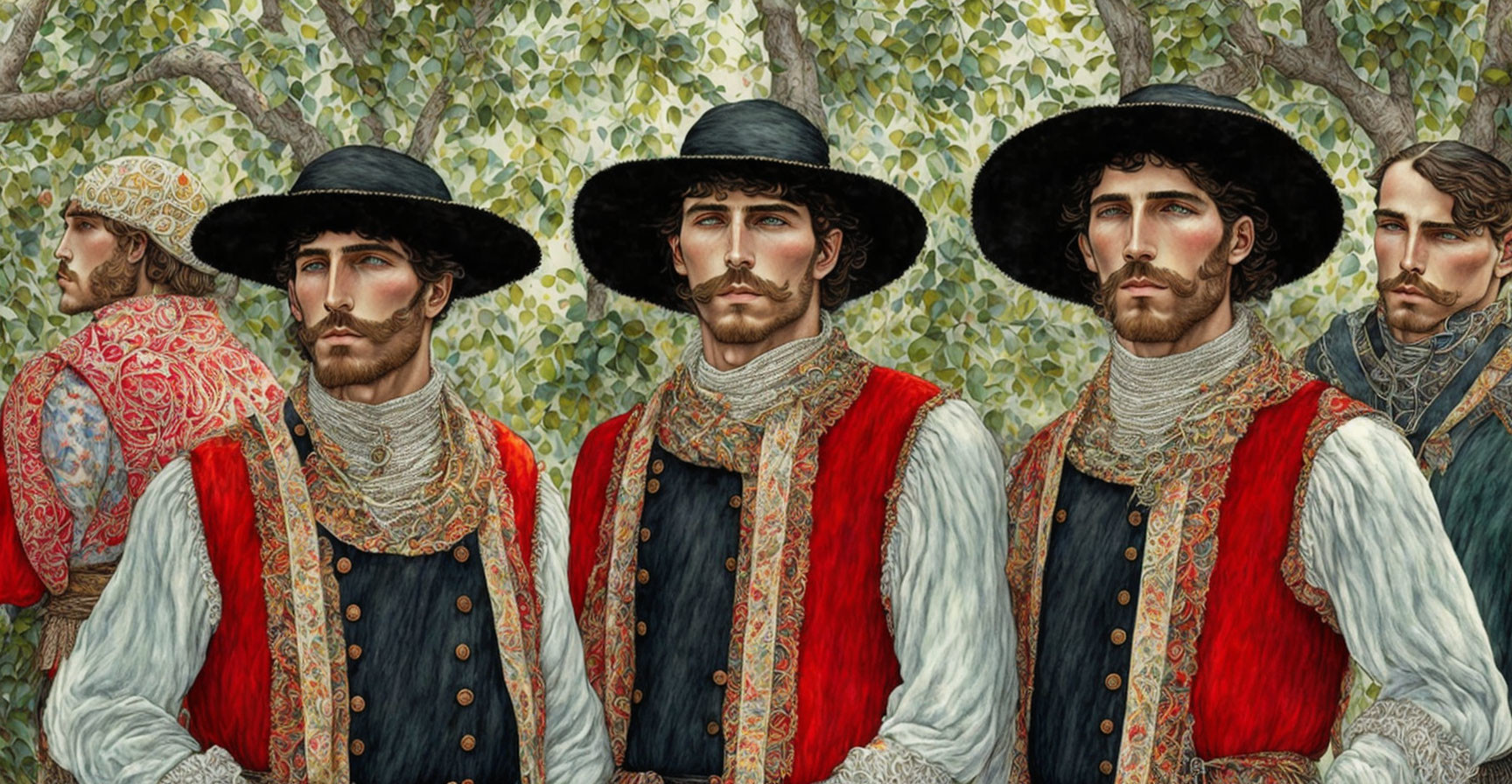  3 hommes en costume Breton