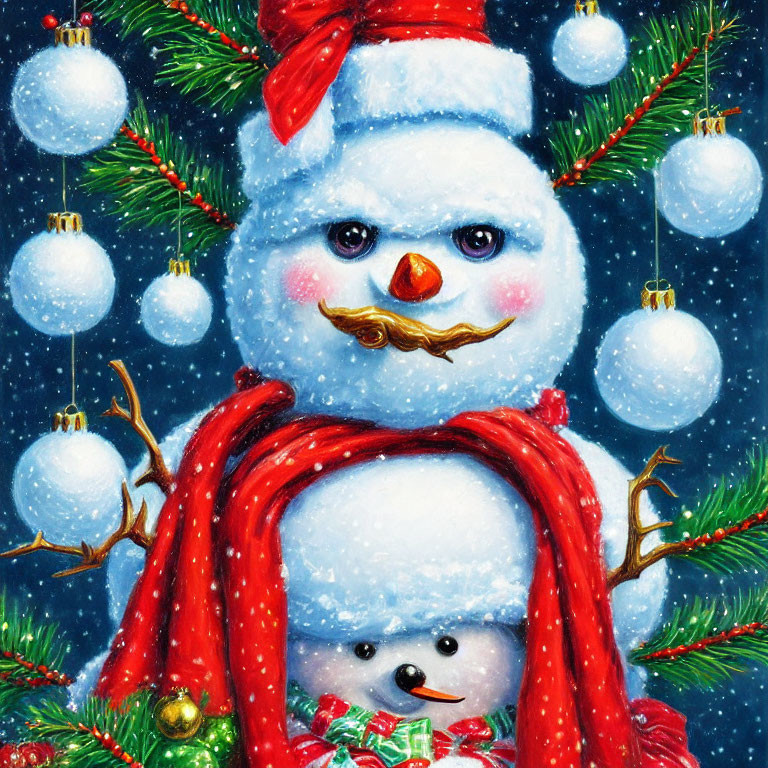 Snowmen with Carrot Noses Celebrating Winter Festivities