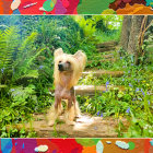 Colorful fantasy artwork: Whimsical tiger cub in vibrant floral landscape