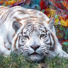 Colorful Tiger Face Watercolor Art on White Background