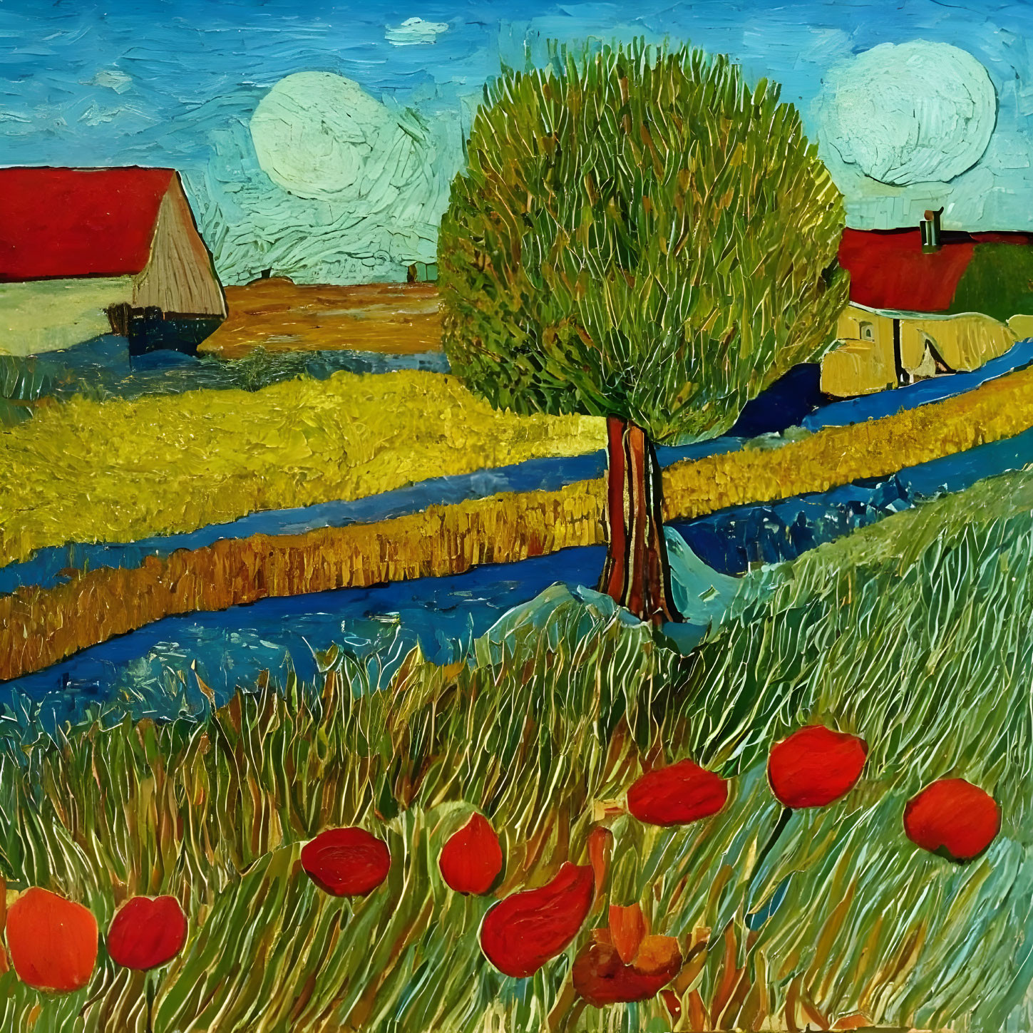 Landschaft im Stil van Gogh und Gauguin