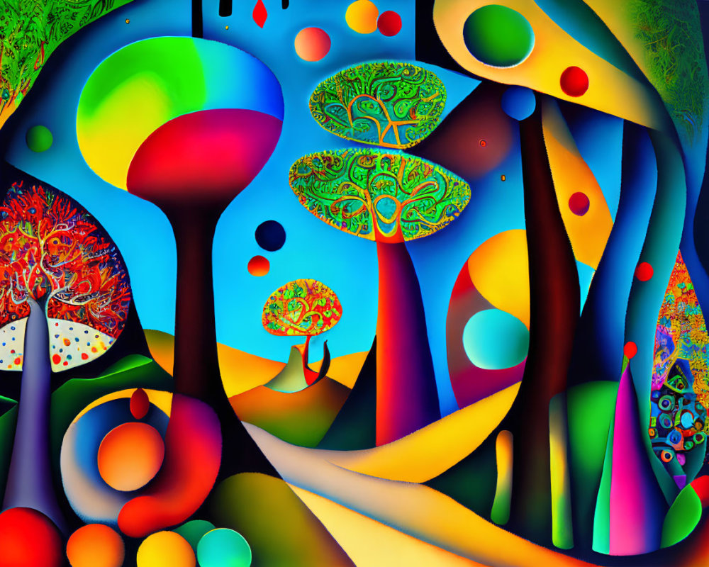 Colorful Abstract Psychedelic Forest Artwork