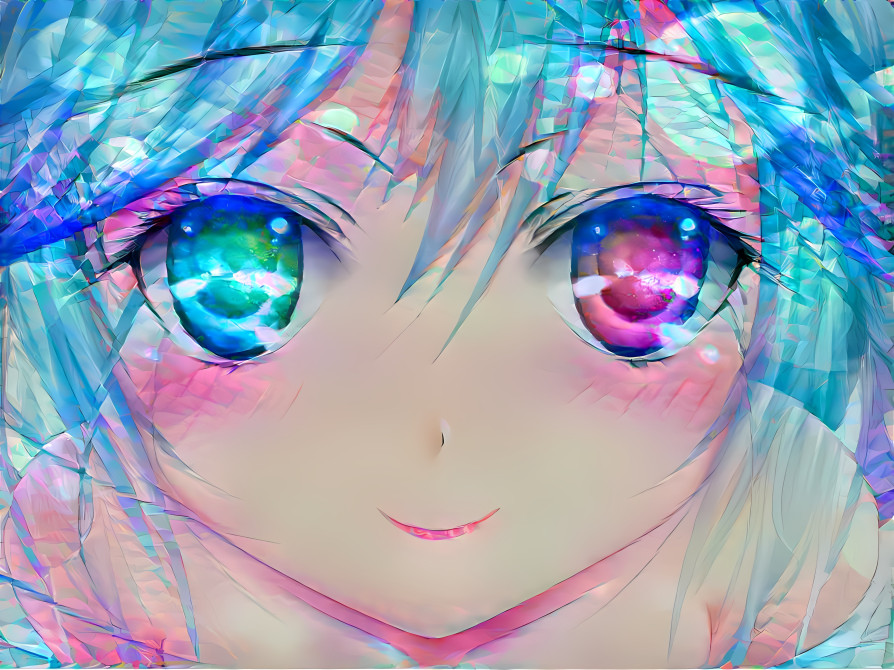 Anime Girl with Heterochromia Galaxy Eyes