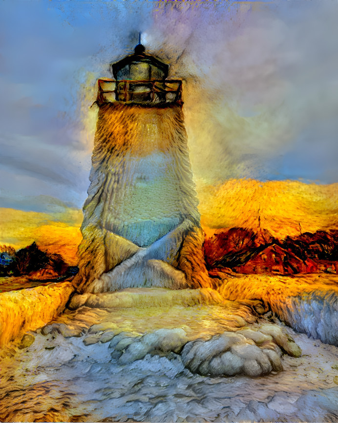Charlevoix Lighthouse incased in ICE