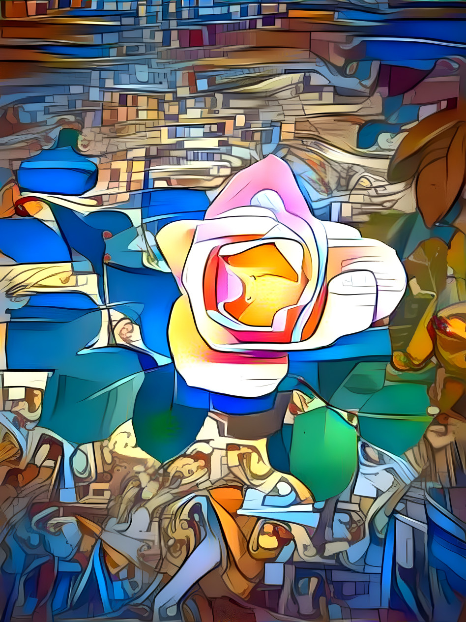 Cartoon Mosaic of a Rose