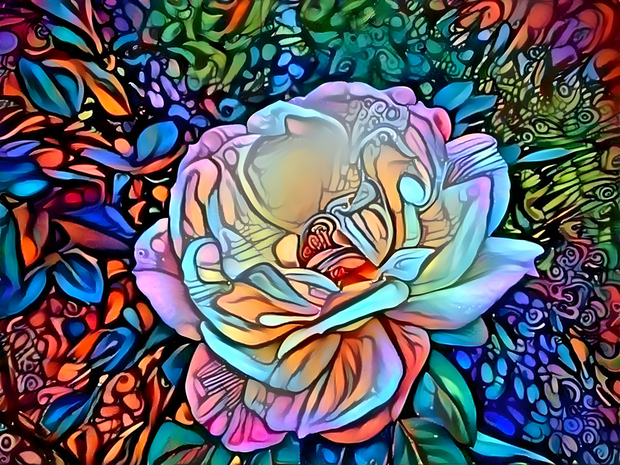 Mosaic of a Rose in Colors