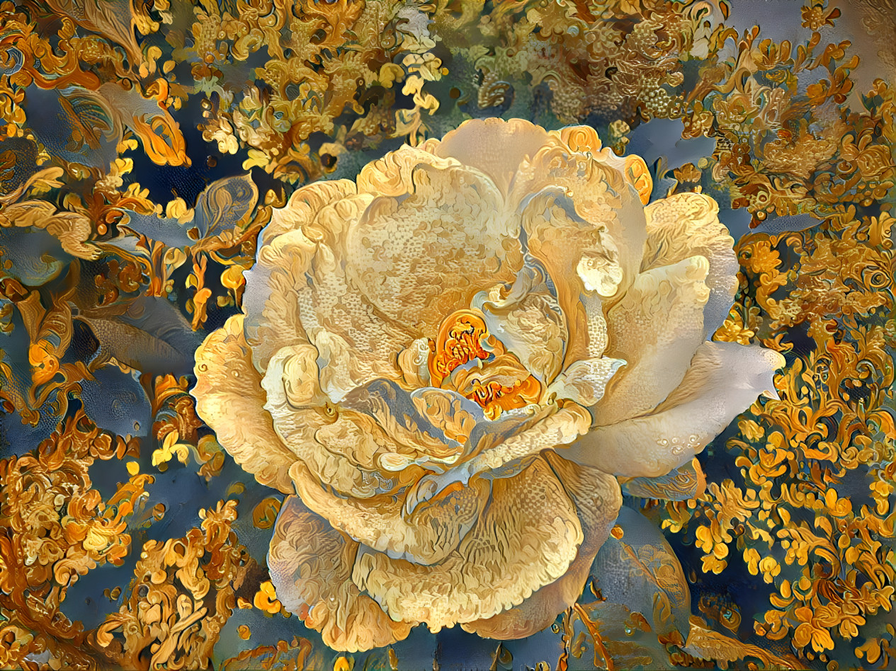 White Rose in Golden Foil