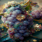 Close-Up of Multicolored Glittering Grape Bunch