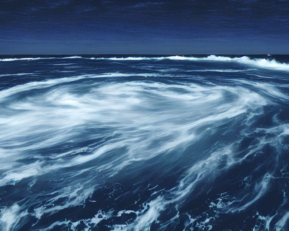 Dynamic Ocean Waves Under Stormy Sky: Powerful Water Movement
