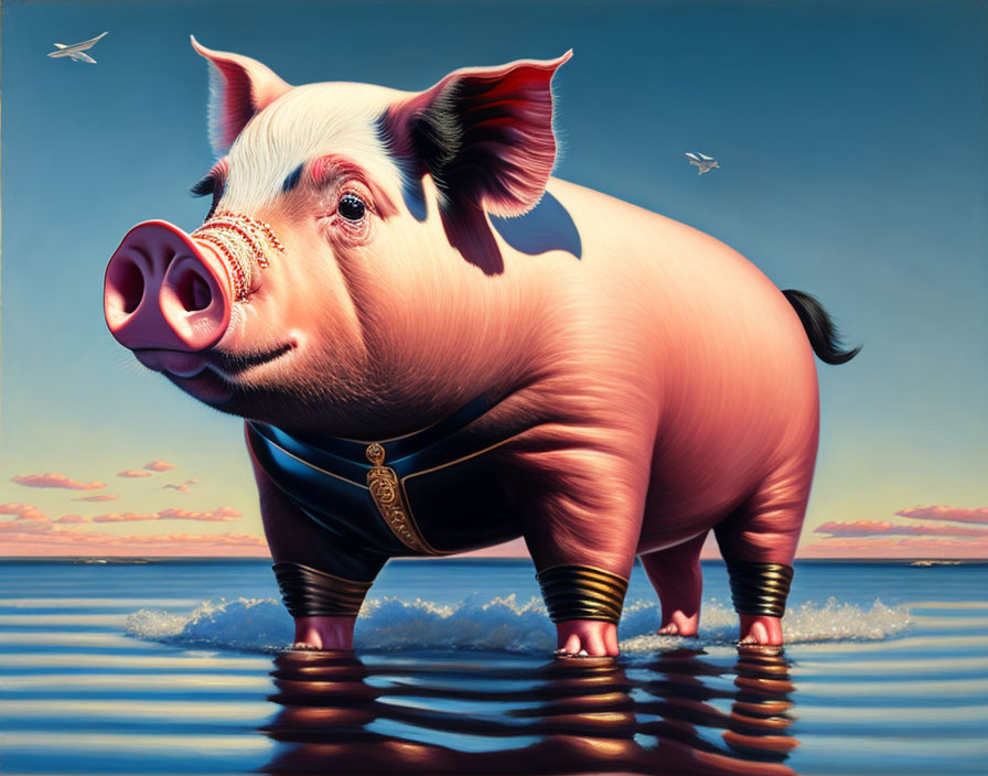 Pig on a beach