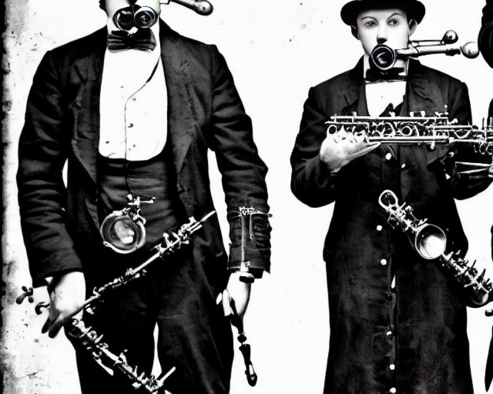 Vintage Attire Musicians Playing Clarinet and Saxophone